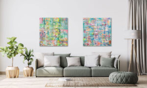 Gemälde Spachteltechnik Neon Farben